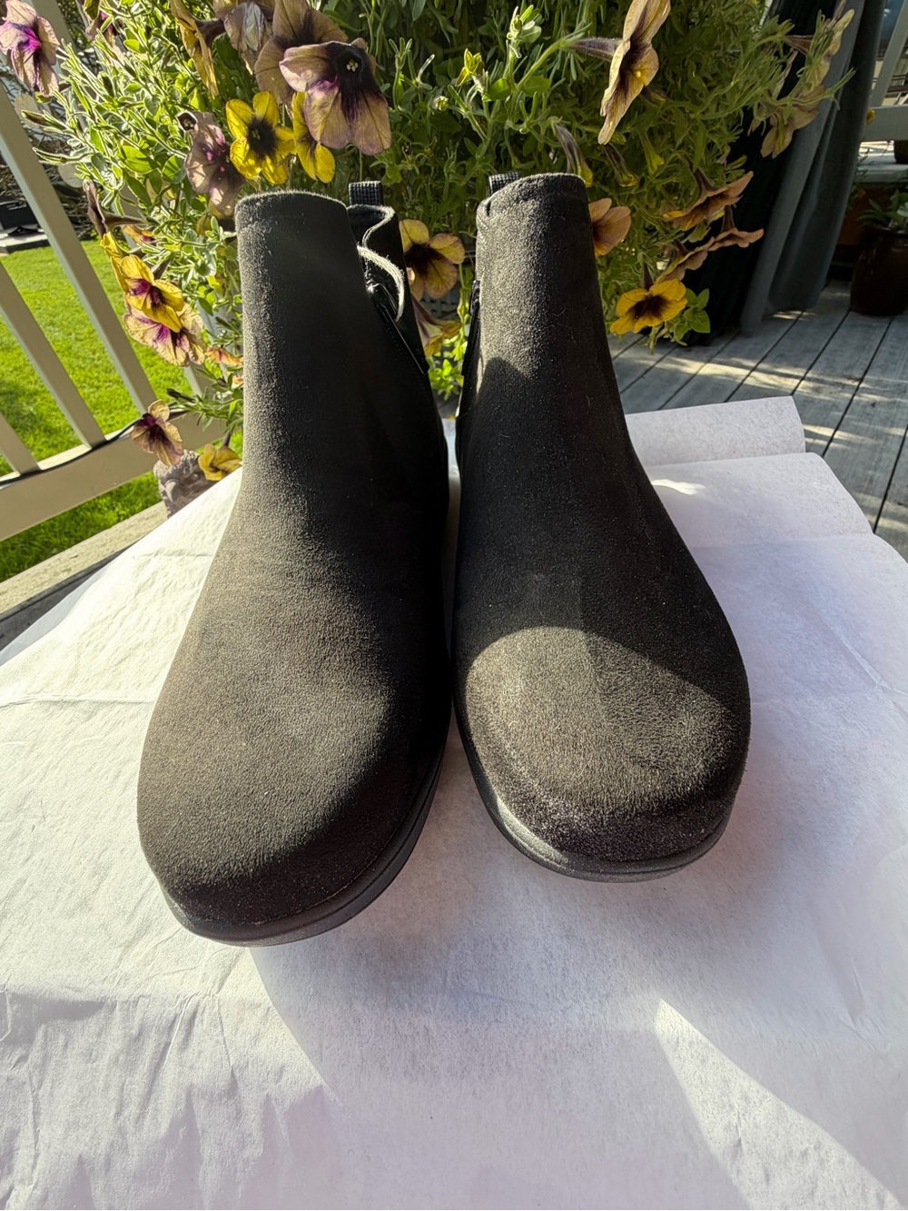 Ryka Black Suede wedge Ankle Boots NIB